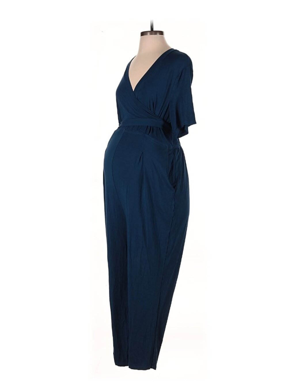 Ingrid and Isabel maternity short sleeve teal jumpsuit size XL NWOT